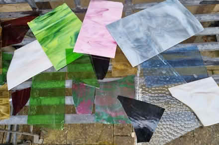 Photo of free Assortment of coloured glass for hobby work (approx 2.25kg) (Bladon OX20) #1