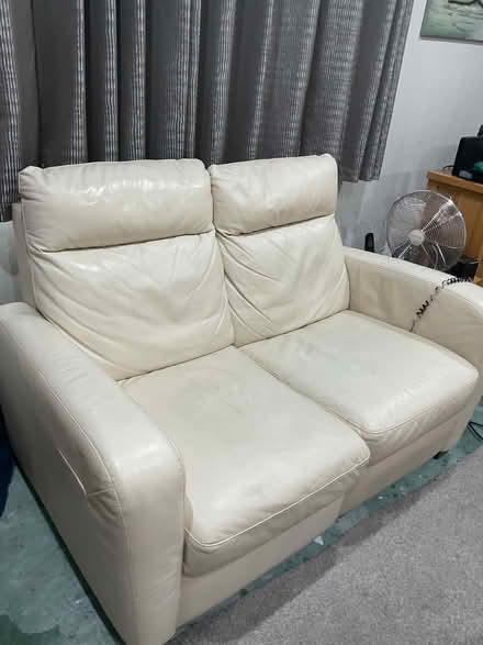 Photo of free 2 seater recliner on one side sofa Italian leather and chair (Conwy LL32) #3