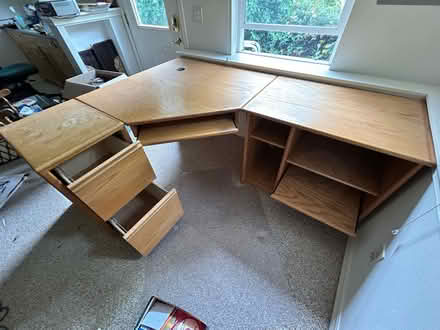 Photo of free Corner desk- oak plywood (Bothell) #2