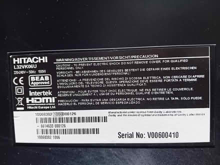 Photo of free Hitachi L32VK06U TV + remotes (Denbigh Road, Mold) #2