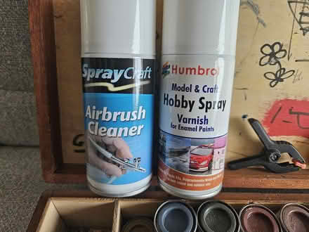 Photo of free Model Kit Humbrol Paints and Tools in wooden case. (Bexhill TN39) #2