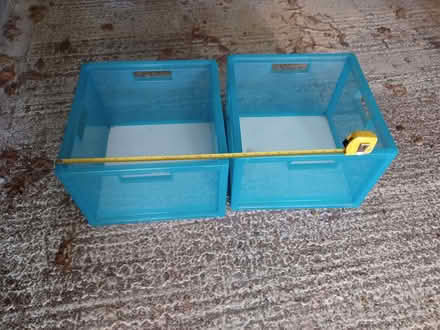 Photo of free two plastic boxes with handles & hardboard base (Summertown OX2) #1