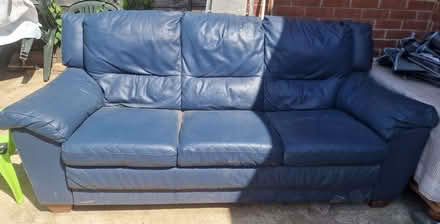 Photo of free Blue Leather sofa (Worton TW7) #1