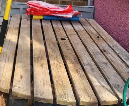 Photo of free Wooden garden table (Abbey Wood SE2) #1