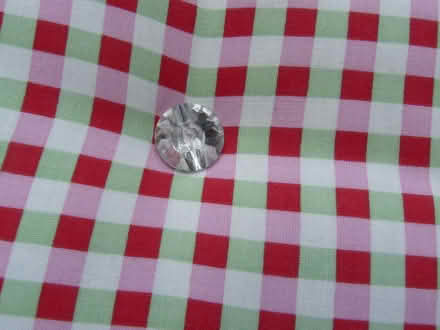 Photo of free Pink floral/gingham covered low footstool/seat 31"x17"x9" (Kempsey WR5) #4