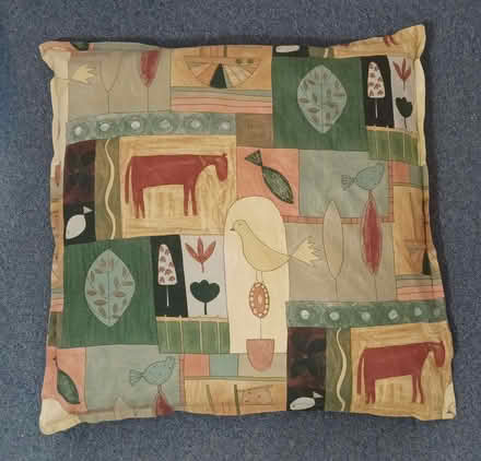 Photo of free 25" x 25" feather cushion in handmade patterned cover (Primrose LA1) #1