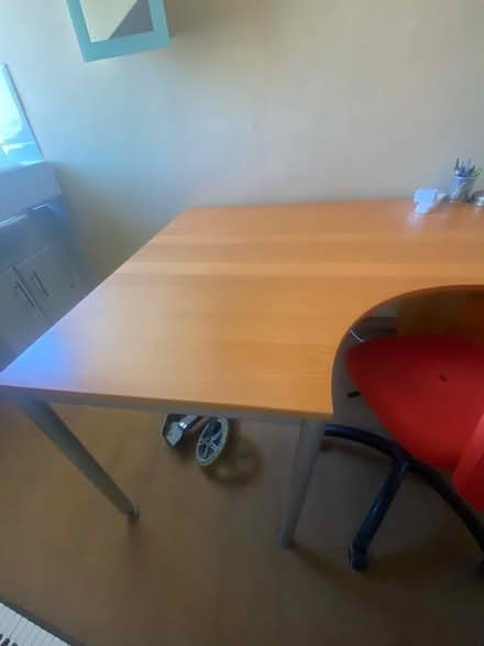 Photo of free Large Corner Office Desk (Beech Effect) & Red Swivel C (Notting Hill Gate W2) #2