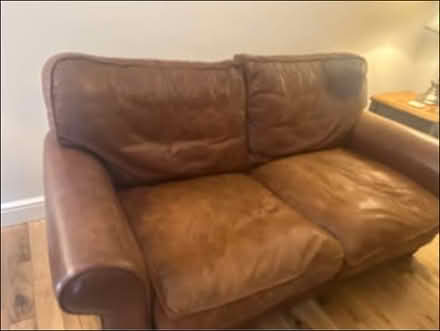 Photo of free Laura Ashley brown leather sofa bed (Spital, wirral) #2
