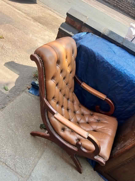 Photo of free Oak and fake leather button chair (West Bridgford NG2) #1