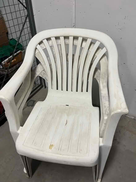 Photo of free 3 White Plastic Patio Chairs (Midtown) #1