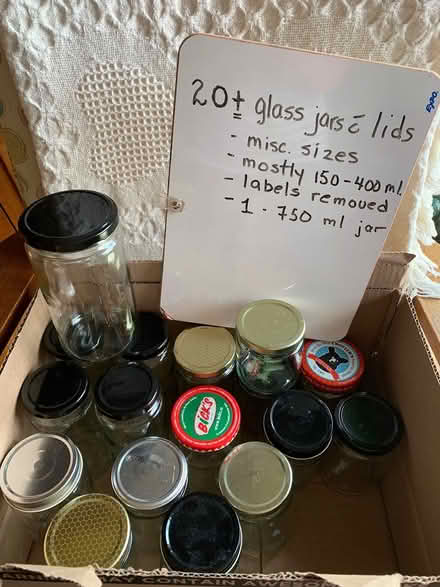 Photo of free Glass Jars & Lids - Labels removed (Carlingwood/Lincoln Fields) #1
