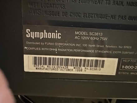 Photo of free SYMPHONIC TV/VCR Combo (Centennial, CO) #1