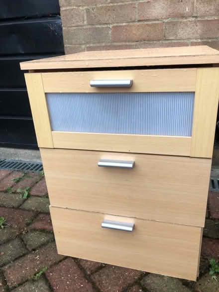 Photo of free Bedside drawer unit (beech) (Whitehill SG4) #3