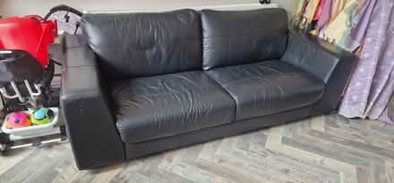 Photo of free Black leather 3 seater sofa (Wanstead IG4) #2