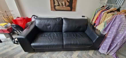 Photo of free Black leather 3 seater sofa (Wanstead IG4) #1