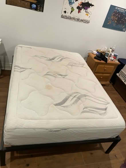 Photo of free Full size mattress and bed frame (Eckington) #1