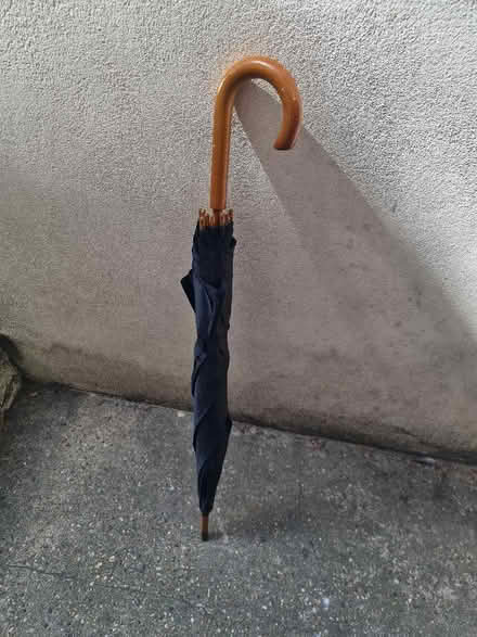 Photo of free Umbrella, Traditional Black With Wooden U Handle (CT2) #1
