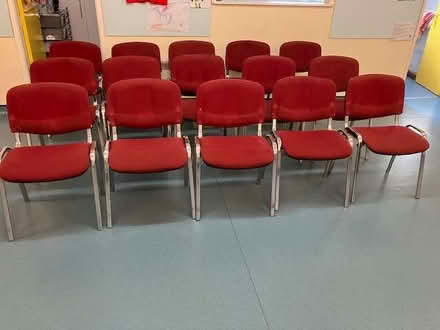 Photo of free 15 indoor stackable 'chrome' and fabric chairs (Cheadle Hulme SK8) #1