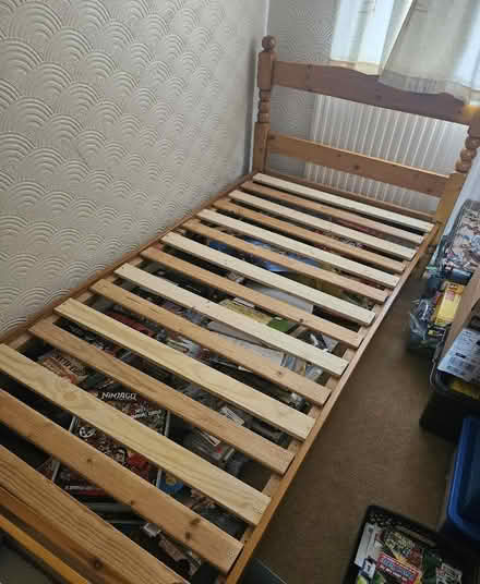 Photo of free Single bed frame, desk and 2 shelving units (Woodhouse S13) #1