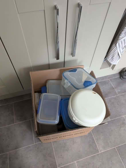 Photo of free Box of different sized plastic tubs (Rothwell LS26) #1
