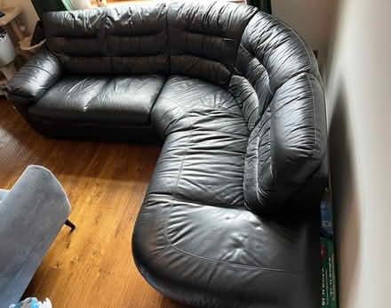 Photo of free DFS Black leather corner L shaped sofa settee (Ecclesfield S35) #2