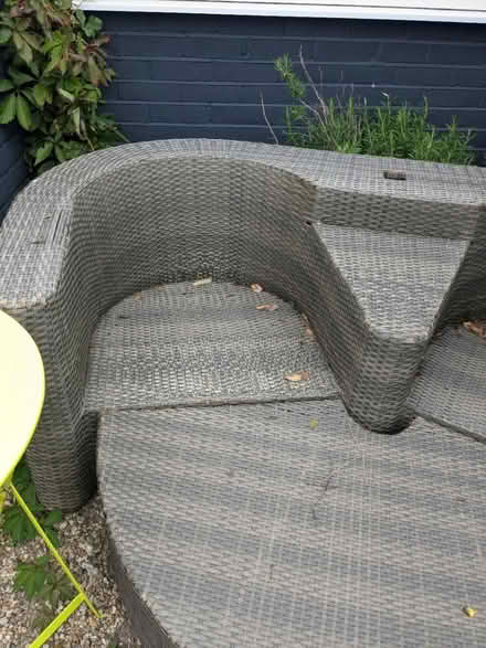 Photo of free garden rattan settee and footstool (Peacehaven) #3