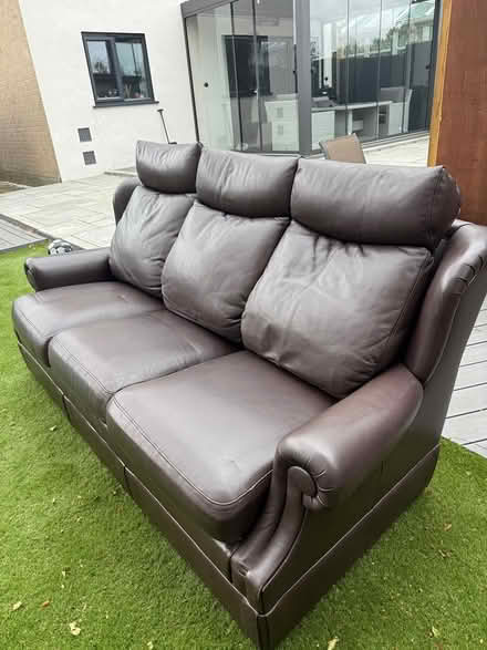 Photo of free Brown Leather Sofa (RG12 Birch Hill) #3