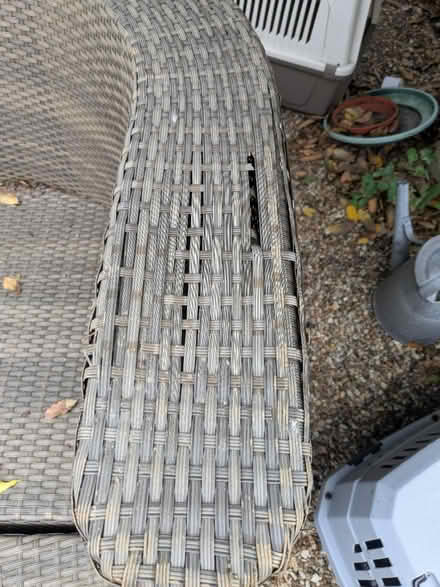 Photo of free garden rattan settee and footstool (Peacehaven) #4