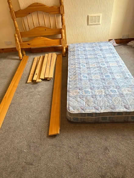 Photo of free Single wooden bed with a mattress. (Moorlands LA1) #3