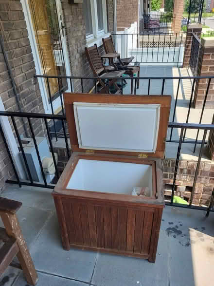 Photo of free Wooden porch chairs/outdoor cooler (Hill East) #3