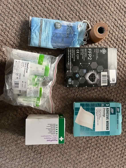 Photo of free Assorted medical dressings and face masks and tape (Marston OX3) #1