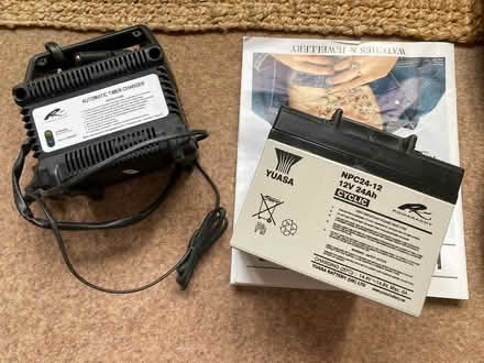 Photo of free Golf trolley battery and charger (Lamorbey DA15) #1