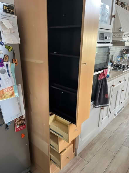 Photo of free Tall wood shelves (Leixlip) #1