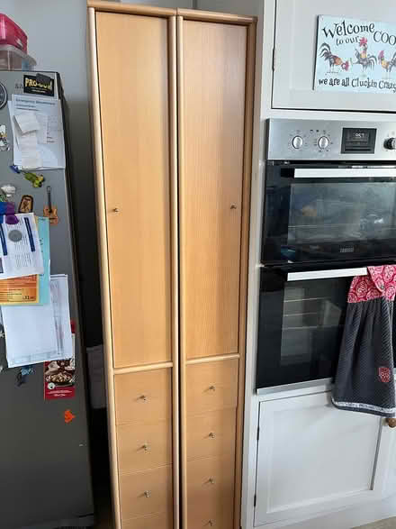 Photo of free Tall wood shelves (Leixlip) #2