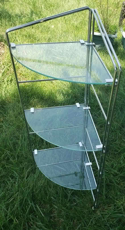 Photo of free 3 Tiered Temp Glass Corner Shelf (Front Royal) #1