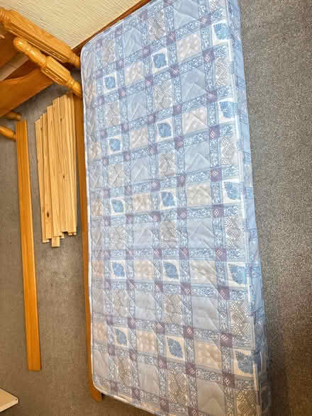 Photo of free Single wooden bed with a mattress. (Moorlands LA1) #2