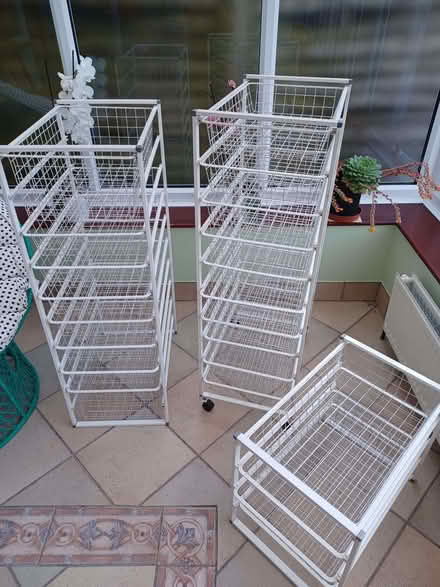 Photo of free White basket storage towers: 2 tall, 1 small (Hale Estate NW7) #4