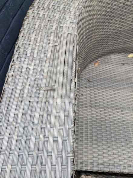 Photo of free garden rattan settee and footstool (Peacehaven) #2