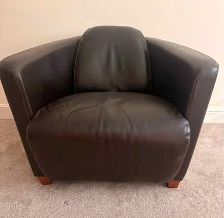 Photo of free Tan leather bucket chair (St Pauls Ward GU15) #1
