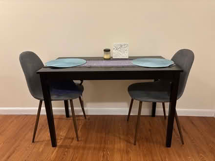 Photo of free Black dining table & 2 chairs (Mission Hill) #1