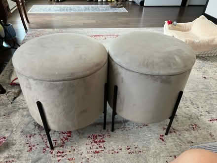 Photo of free Two Velvet gray ottomans (Park view\Petworth) #1
