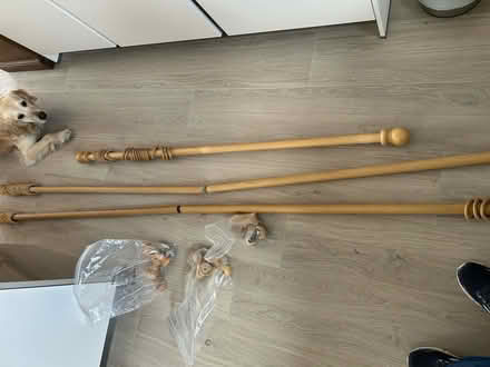 Photo of free 3 pine curtains poles (Chiswell Green) #1