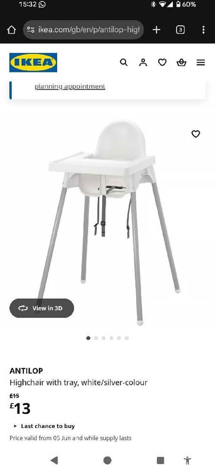 Photo of IKEA Antilop high chair (Bromley North BR1) #1