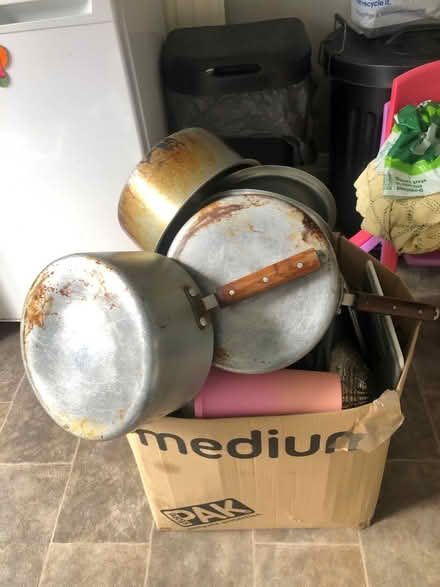 Photo of free Box full of pots and pans etc (OL8 2XQ) #1