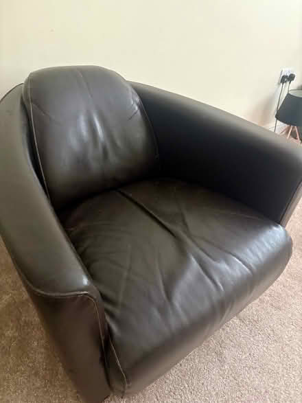 Photo of free Tan leather bucket chair (St Pauls Ward GU15) #3