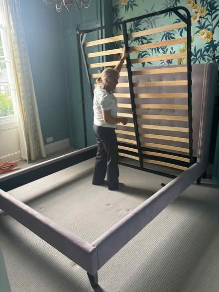 Photo of free King size bed with studded headboardand frame. Mattress too! (Cheltenham GL52) #3