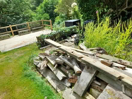 Photo of free wood and dismantled shelving made from planks (Knighton LD7) #2