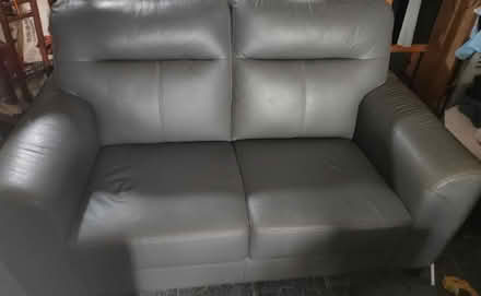 Photo of free 2 seater Kingkoil grey leather sofa (Sengkang Compassvale) #2