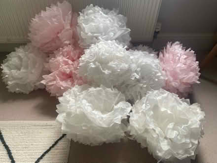 Photo of free 12 paper pom-poms - various sizes (Englefield Green TW20) #1