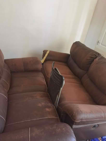 Photo of free Worn Leather Recliner Sofa (Ilkeston) #2